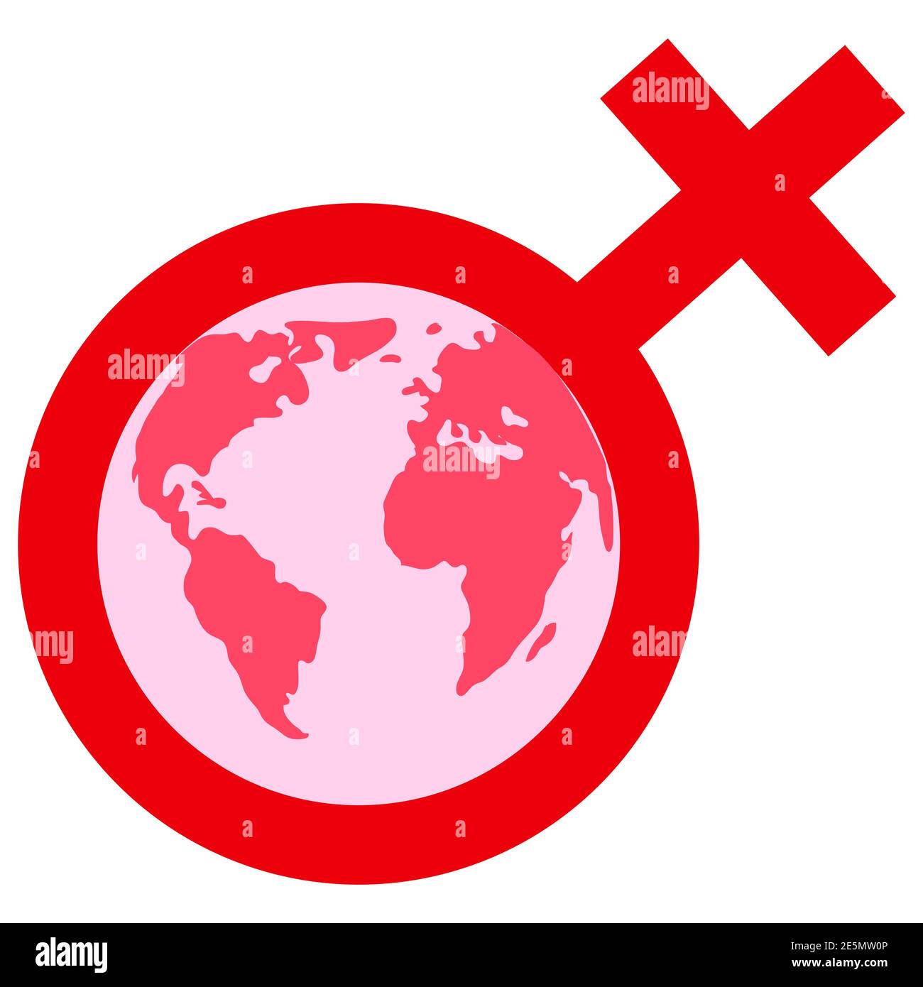 Poster internazionale della giornata delle donne. Segno della donna con la terra del pianeta dentro. Modello di progettazione banner. Buon giorno della Madre. Specchio Venere. Siderhood e donne Illustrazione Vettoriale