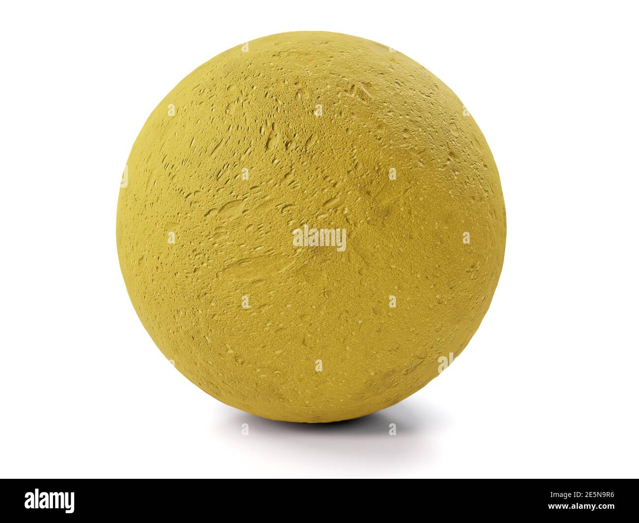 Rappresentazione 3D della sfera di spugna gialla su sfondo bianco Foto Stock