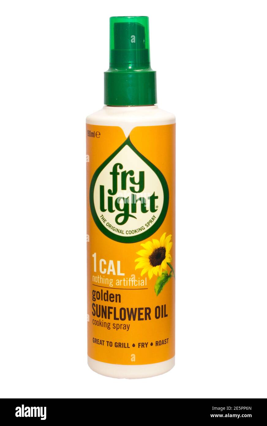 Bottiglia di plastica di olio di girasole dorato Fry Light Foto Stock