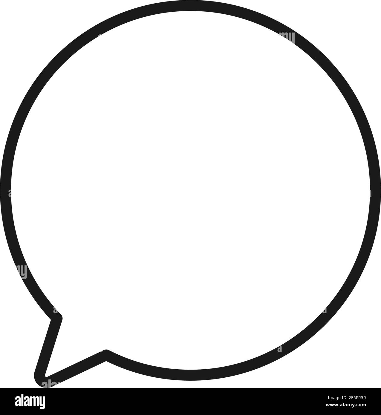 Icona del fumetto vocale. Simbolo della linea nera della chat. Segno lineare della finestra di dialogo. Vettore isolato su bianco. Illustrazione Vettoriale