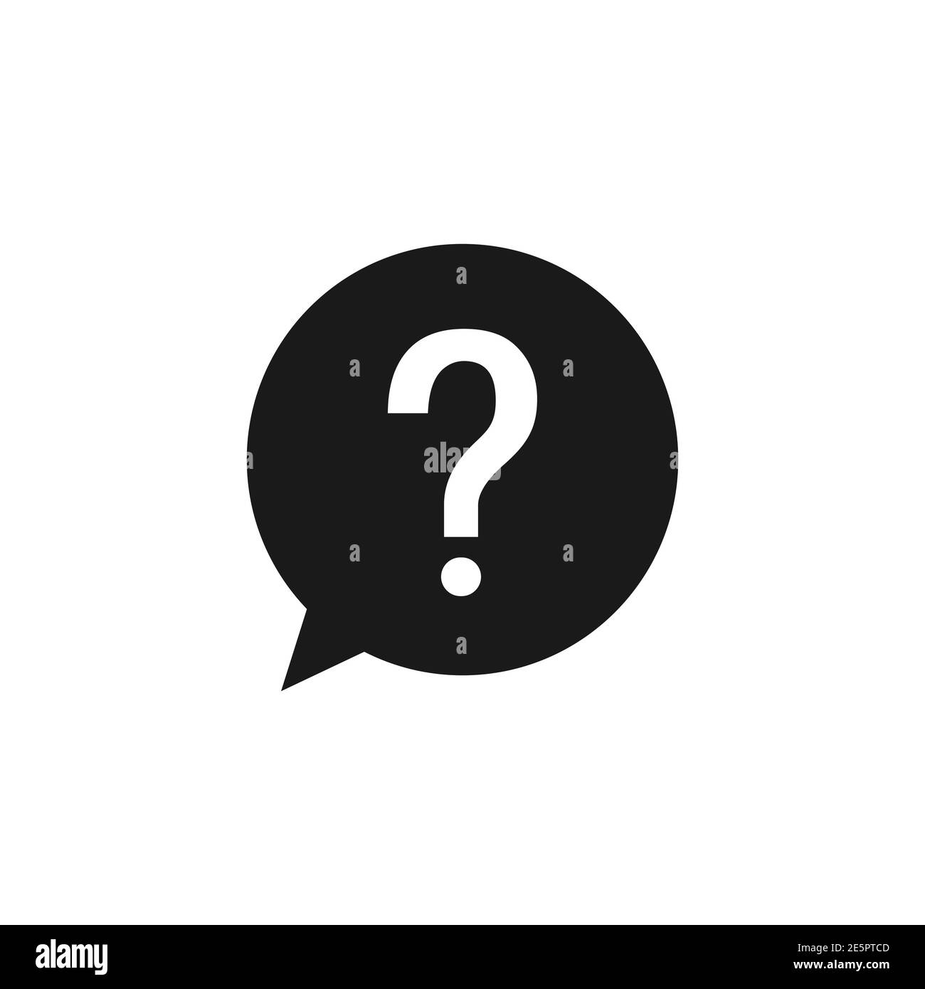 Punto interrogativo nella bolla del discorso. Cartello di aiuto. Concetto di supporto. Simbolo del fumetto del messaggio. Vettore isolato su bianco. Illustrazione Vettoriale