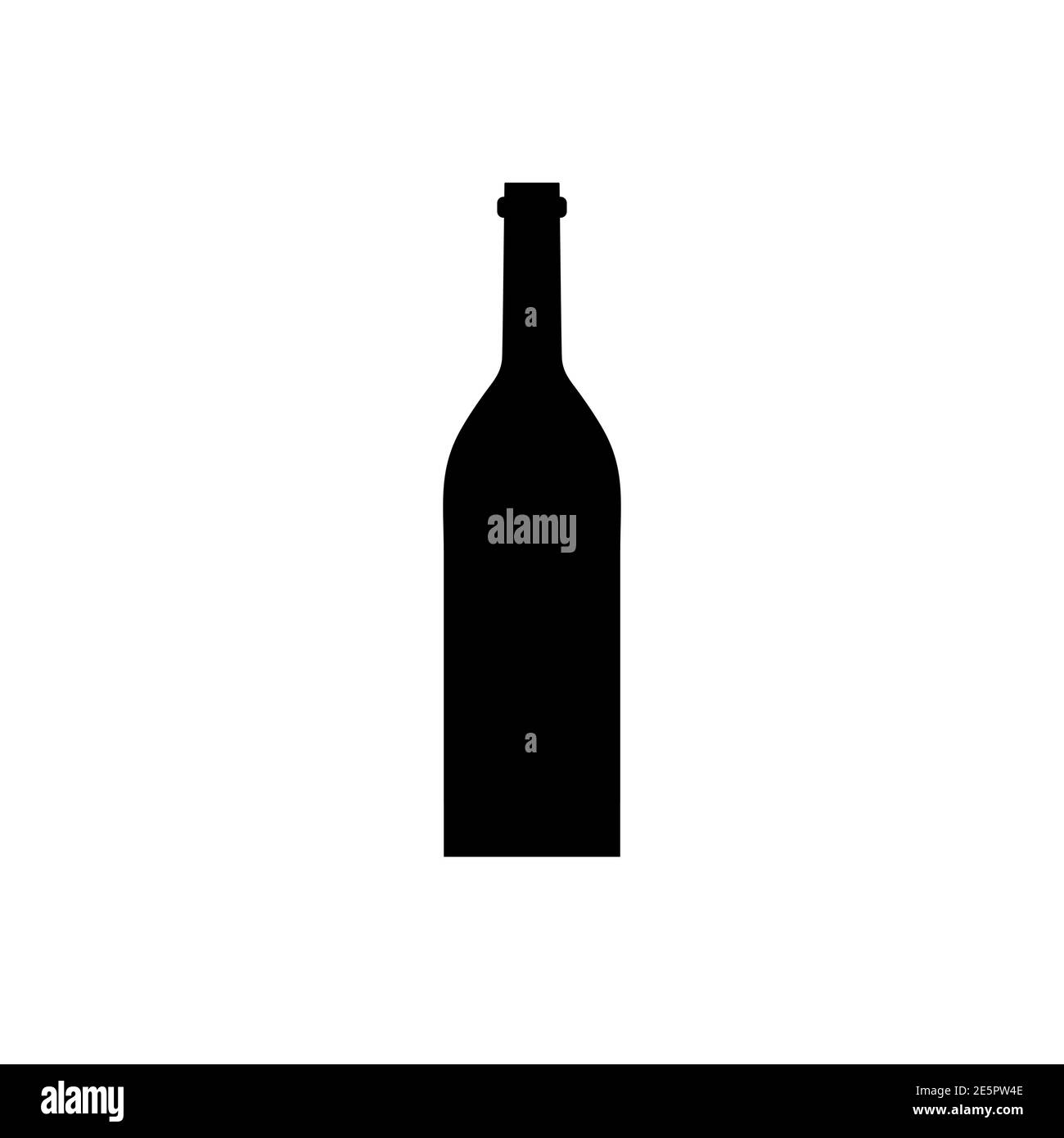 Icona della silhouette della bottiglia di vino. Elemento a forma di bevanda alcolica. Illustrazione vettoriale isolata su sfondo bianco Illustrazione Vettoriale
