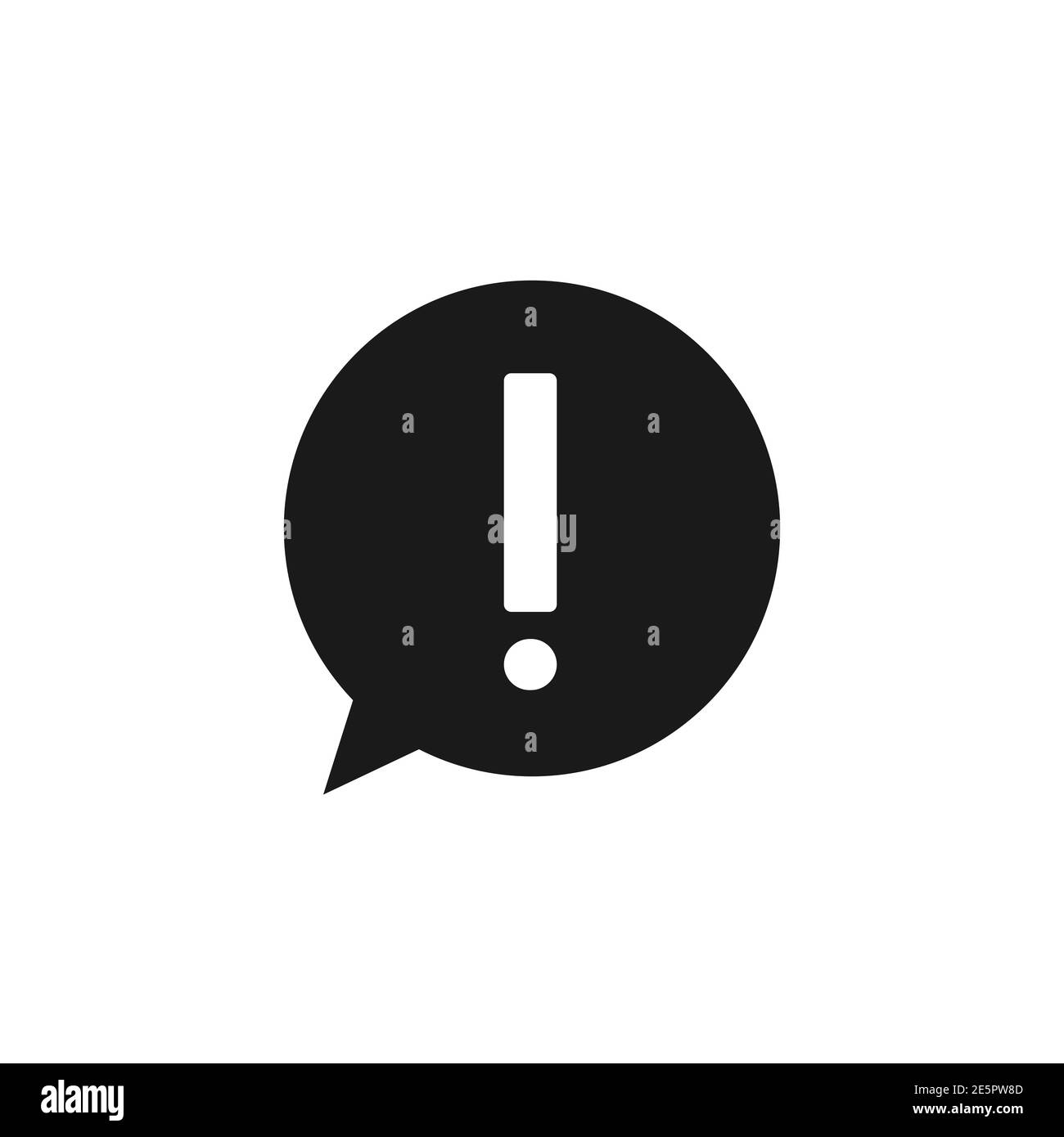 Icona di avvertenza nel fumetto vocale. Simbolo del punto esclamativo. Segnale di attenzione. Vettore isolato su bianco. Illustrazione Vettoriale