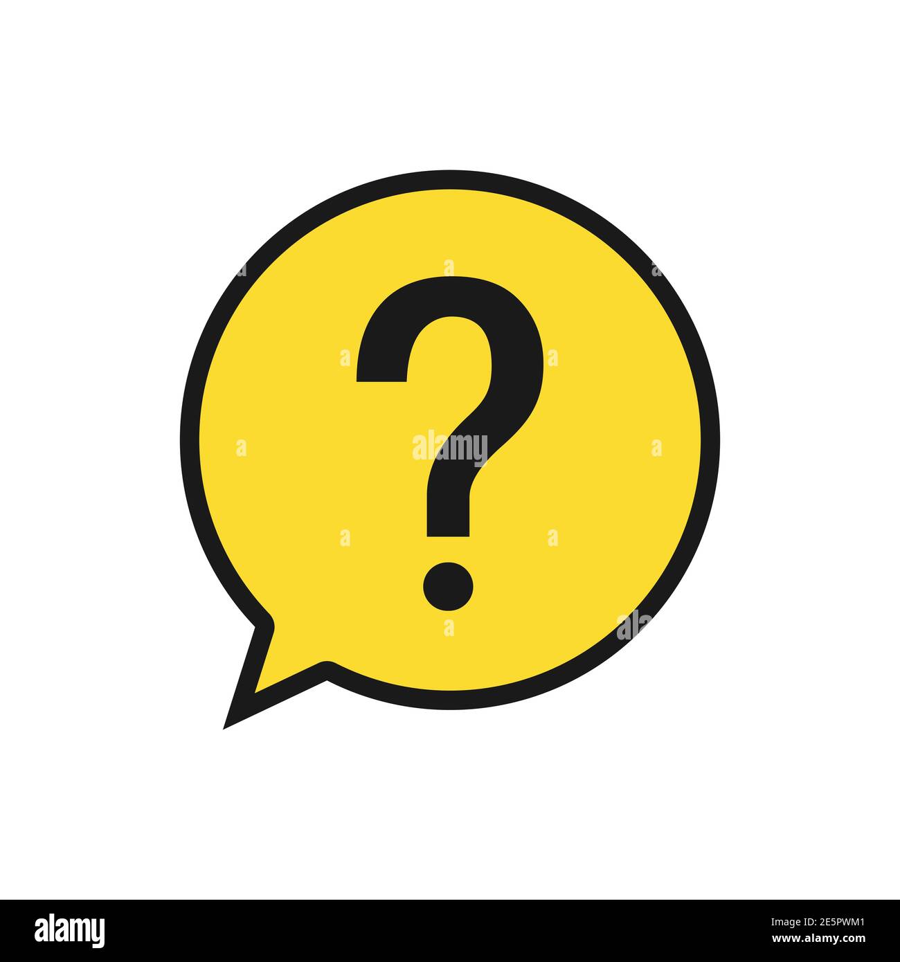 Punto interrogativo nel fumetto giallo. Cartello di aiuto. Concetto di supporto. Simbolo del fumetto del messaggio. Vettore isolato su bianco. Illustrazione Vettoriale