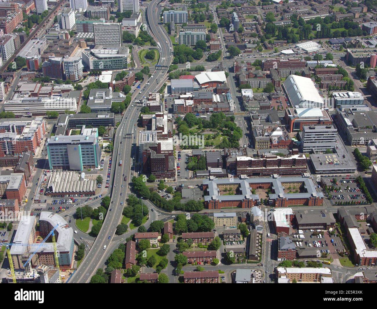 Vista aerea della Manchester Metropolitan University, Regno Unito Foto Stock