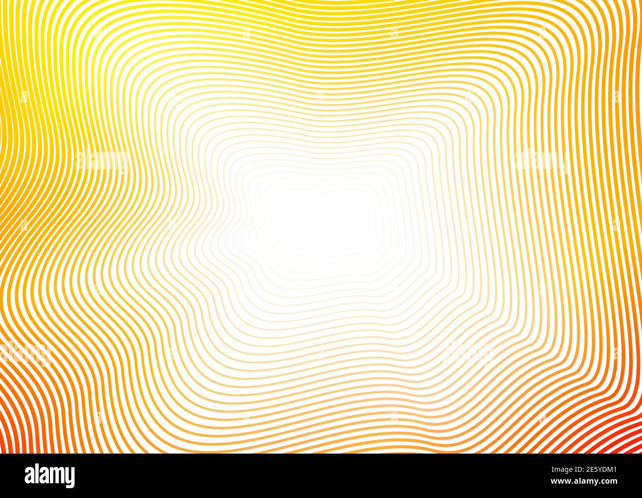 Onde rosse, arancioni, gialle, linee squiggle lucenti. Astratto sfondo soleggiato. Pattern frattale con effetto flash. Design del telaio colorato vettoriale. EPS10 Illustrazione Vettoriale