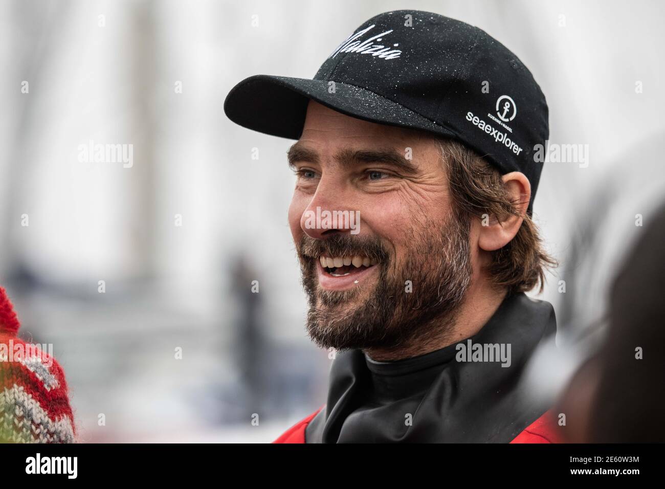 Boris Herrmann (ger), 4°, navigazione sull'Imoca SeaExplorer - Yacht Club de Monaco durante l'arrivo del 2020-2021 VendÃ& x83; Â©e Globe dopo 80 giorni, 14 ore, 59 minuti e 45 secondi, 9° edizione della gara senza sosta per la gara mondiale di yacht, il 27 gennaio 2021 a Les Sables-d'Olonne, Francia - Foto Martin KeruzorÃ& Â© x83; / DPPI / LiveMedia Foto Stock