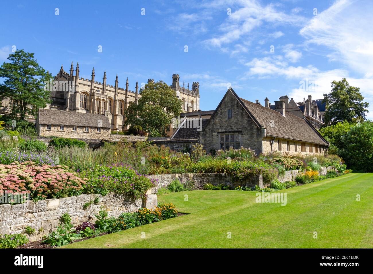 Christ Church College e Memorial Gardens a Oxford, Oxfordshire, Regno Unito. Foto Stock