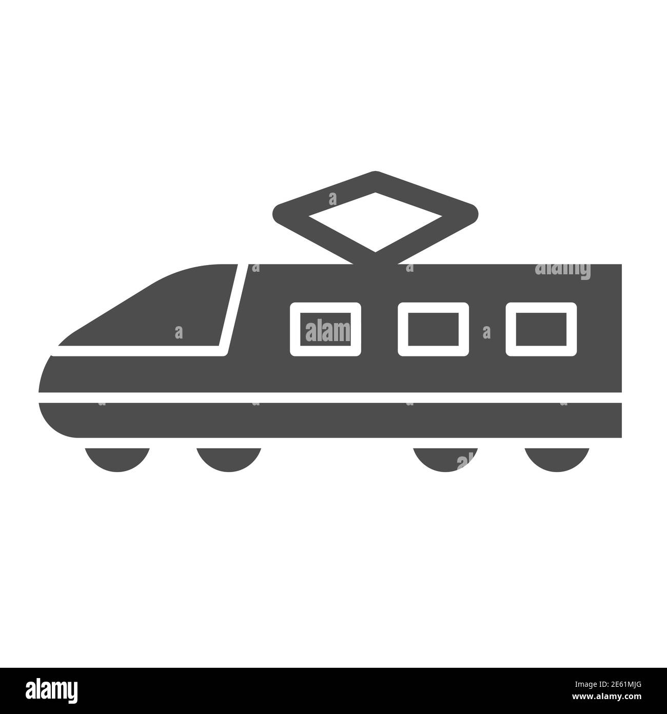 Icona del treno elettrico, simbolo del trasporto, simbolo del vettore del treno ad alta velocità moderno su sfondo bianco, icona della metropolitana in stile glifo per dispositivi mobili Illustrazione Vettoriale