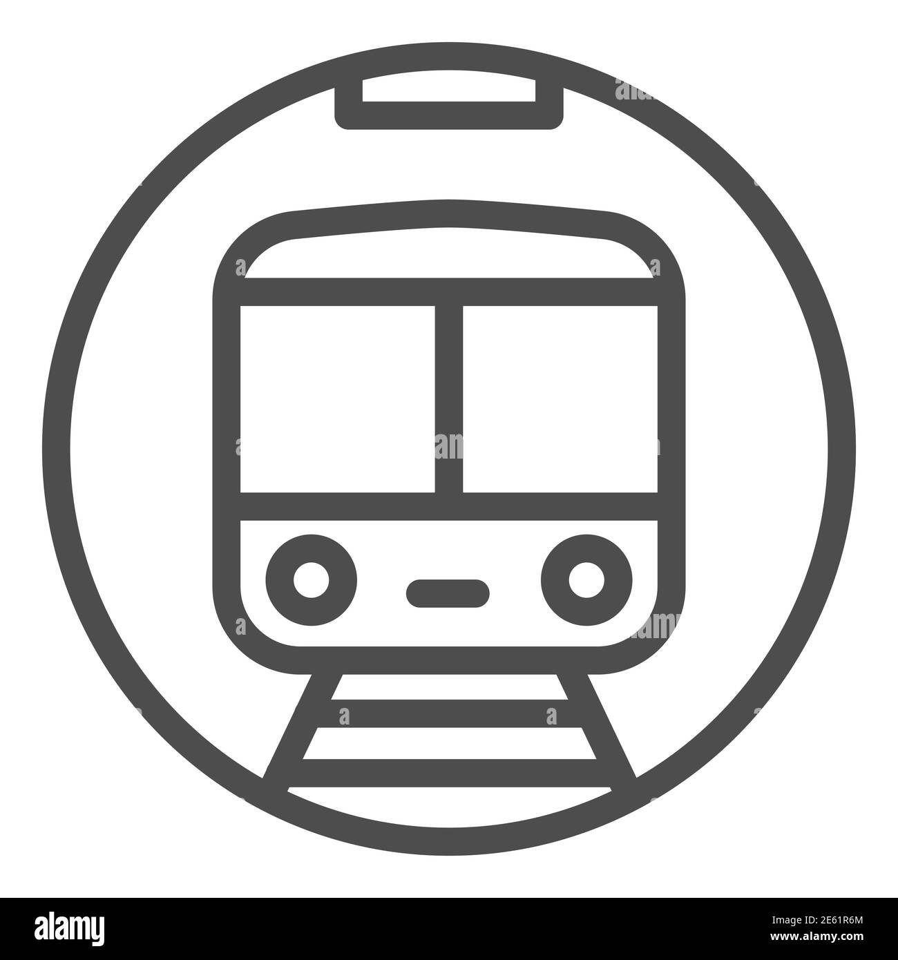 Icona della linea ferroviaria della metropolitana, simbolo del trasporto ferroviario, segno vettoriale della metropolitana su sfondo bianco, icona della metropolitana in stile outline per il concetto mobile e il web Illustrazione Vettoriale