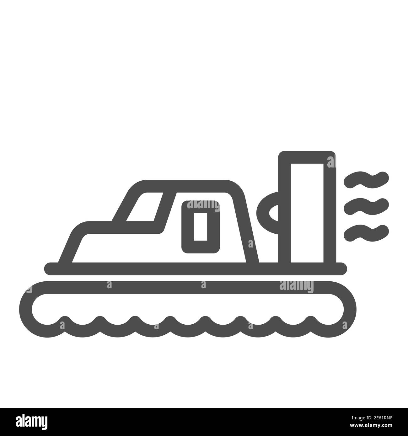 Icona della linea dell'hovercraft, simbolo del trasporto marittimo, simbolo del vettore del trasporto marittimo su sfondo bianco, icona della barca Hovercraft in stile outline per dispositivi mobili Illustrazione Vettoriale