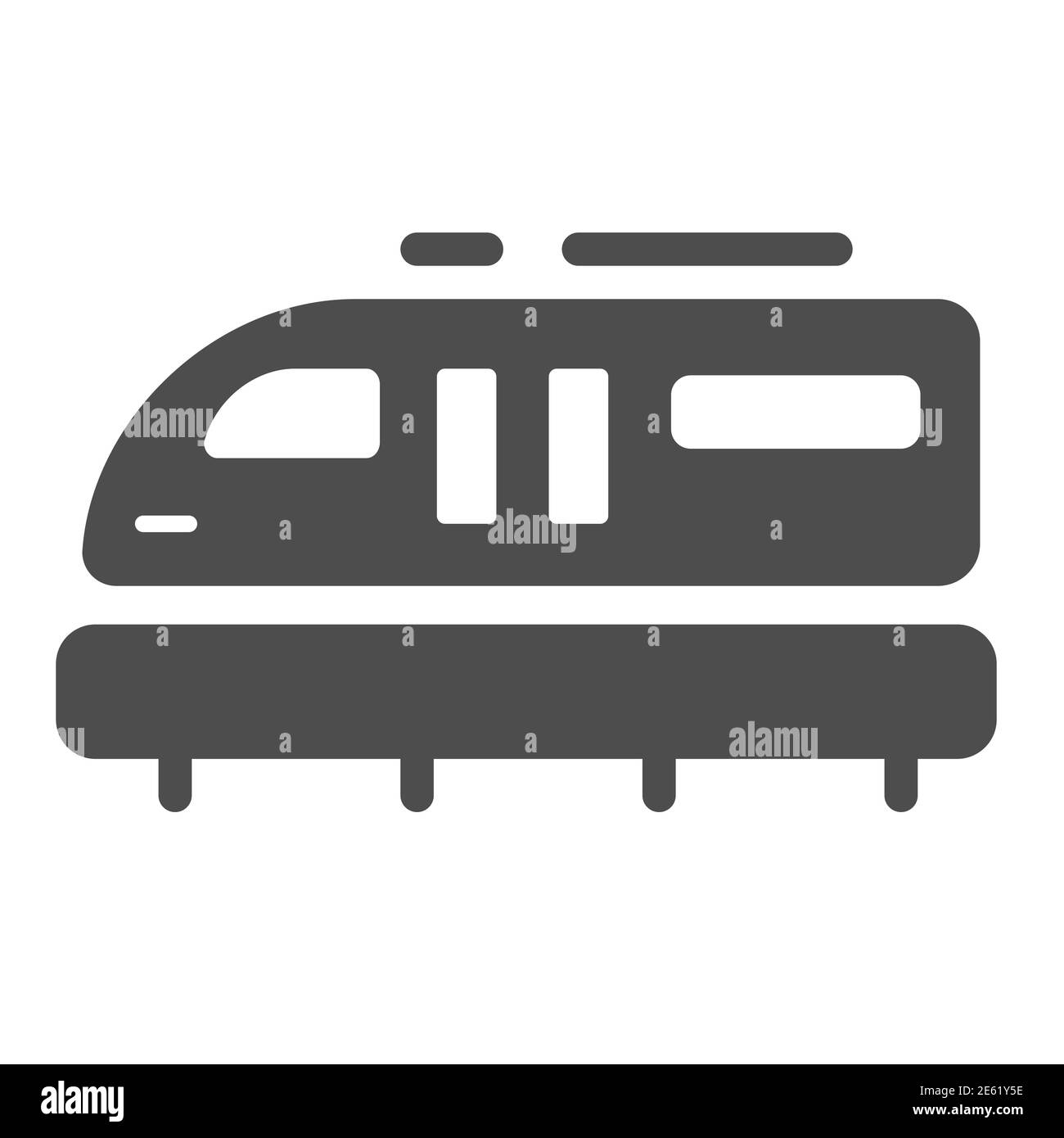 Icona del treno monorotaia, simbolo del trasporto, simbolo del vettore monorotaia su sfondo bianco, icona del trasporto ferroviario in stile glifo per dispositivi mobili Illustrazione Vettoriale