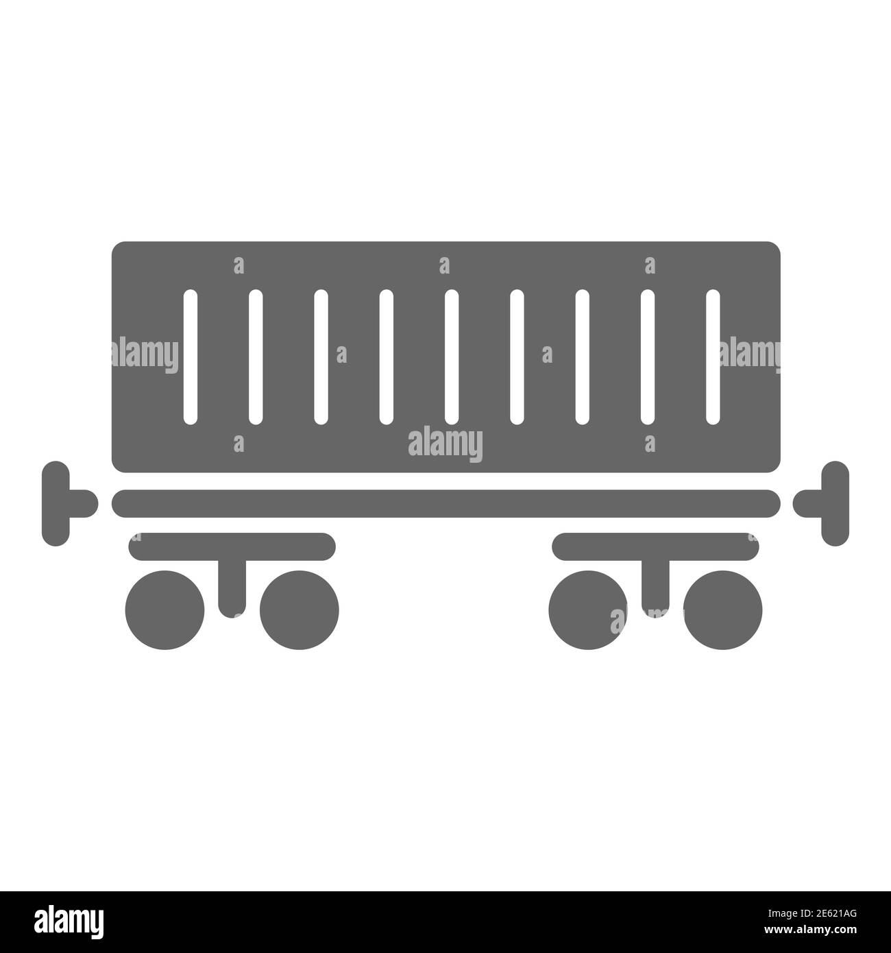 Icona della fornitura ferroviaria, simbolo della logistica, simbolo del vettore del vagone ferroviario su sfondo bianco, icona della cisterna in acciaio Cargo in stile glifo per il concetto mobile Illustrazione Vettoriale