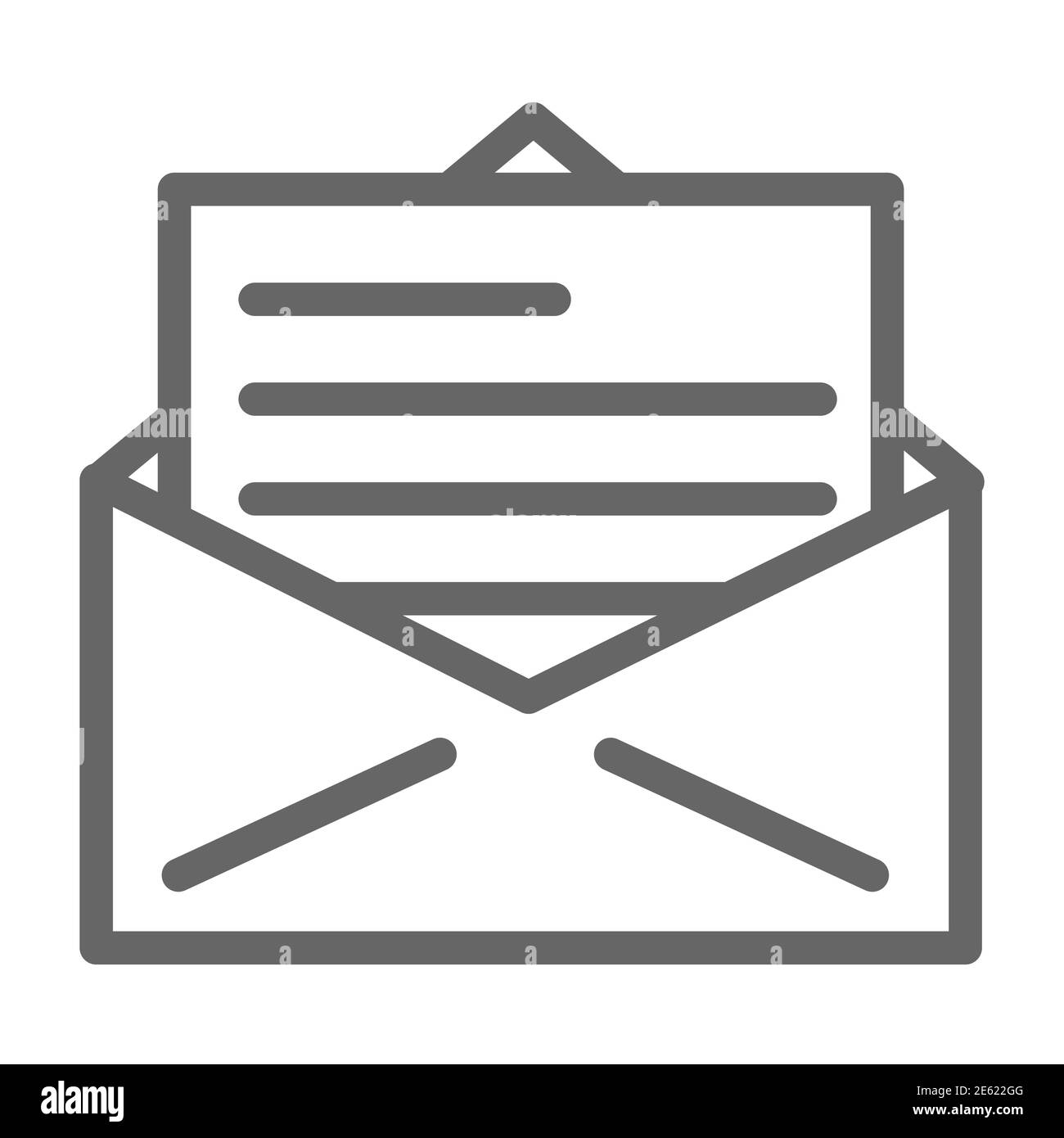Icona della linea della lettera, simbolo di consegna, simbolo del vettore  della busta della posta ricevuta su sfondo bianco, lettera aperta  nell'icona della busta in stile profilo per cellulare Immagine e Vettoriale  -