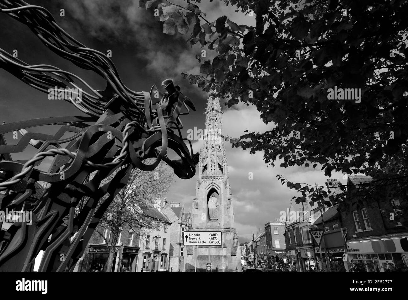 L'Handley monumento, Sleaford città mercato, Lincolnshire, England, Regno Unito Foto Stock