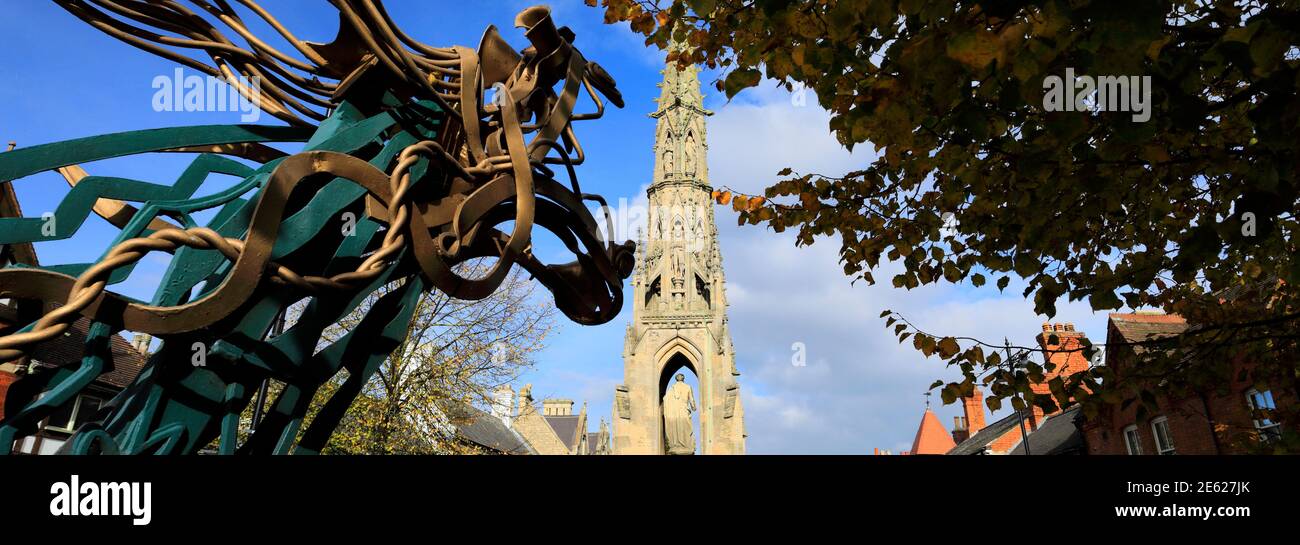 L'Handley monumento, Sleaford città mercato, Lincolnshire, England, Regno Unito Foto Stock