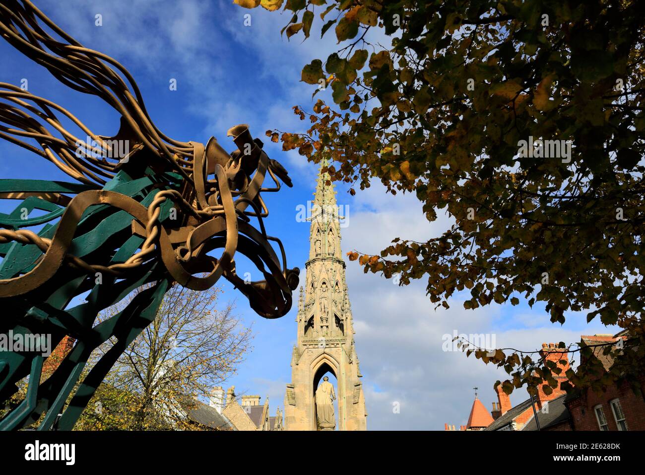L'Handley monumento, Sleaford città mercato, Lincolnshire, England, Regno Unito Foto Stock