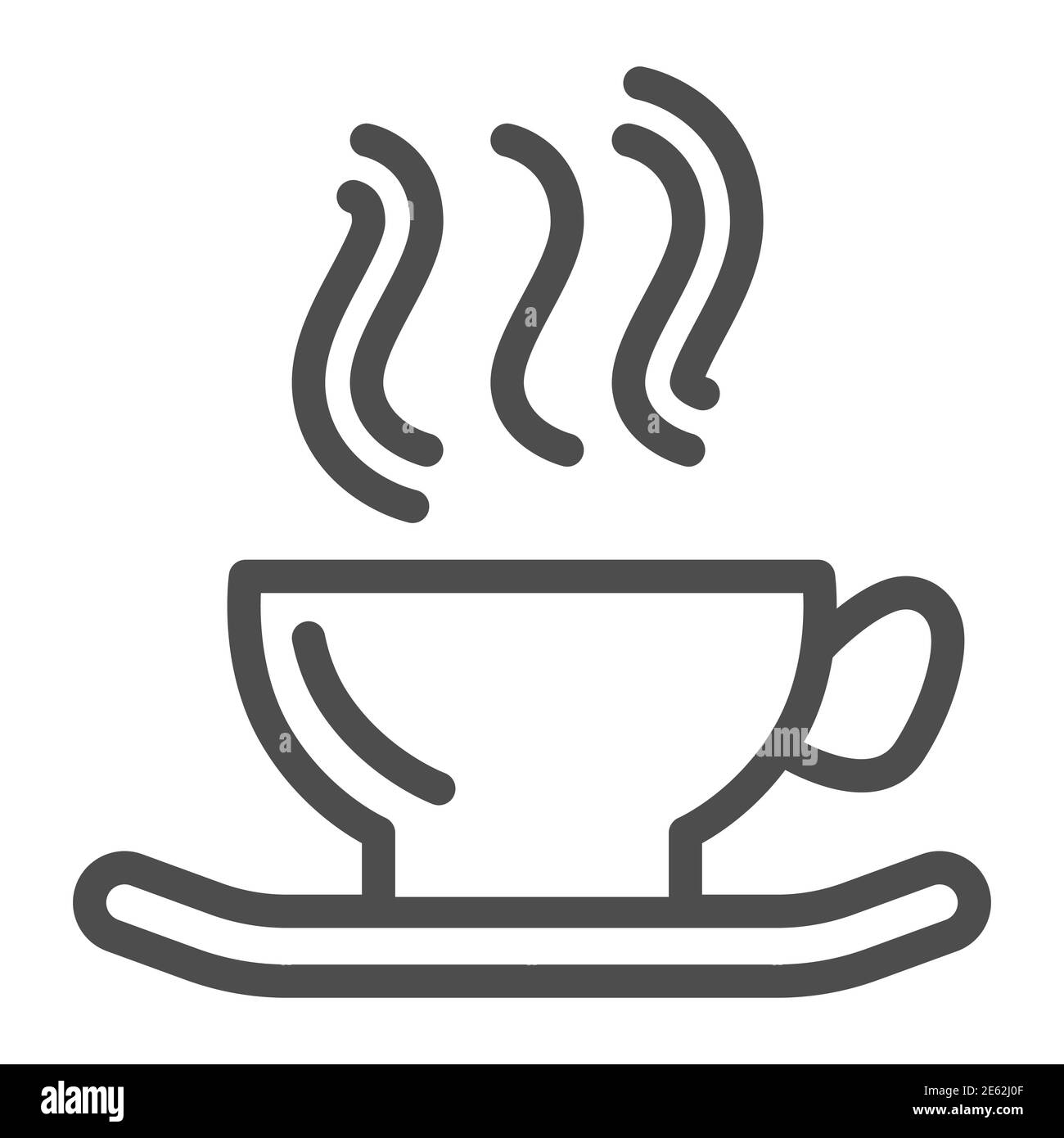 Tazza di tè caldo linea icona, casa concetto di fermare coronavirus, rimanere a casa in pandemia e bere bevande calde segno su sfondo bianco, tazza di caffè con Illustrazione Vettoriale