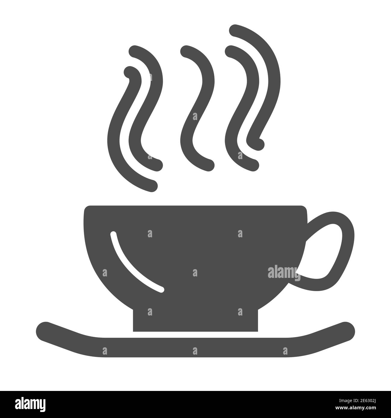 Tazza di tè caldo solido icona, casa di concetto per fermare coronavirus, rimanere a casa in pandemia e bere bevande calde segno su sfondo bianco, tazza di caffè con Illustrazione Vettoriale