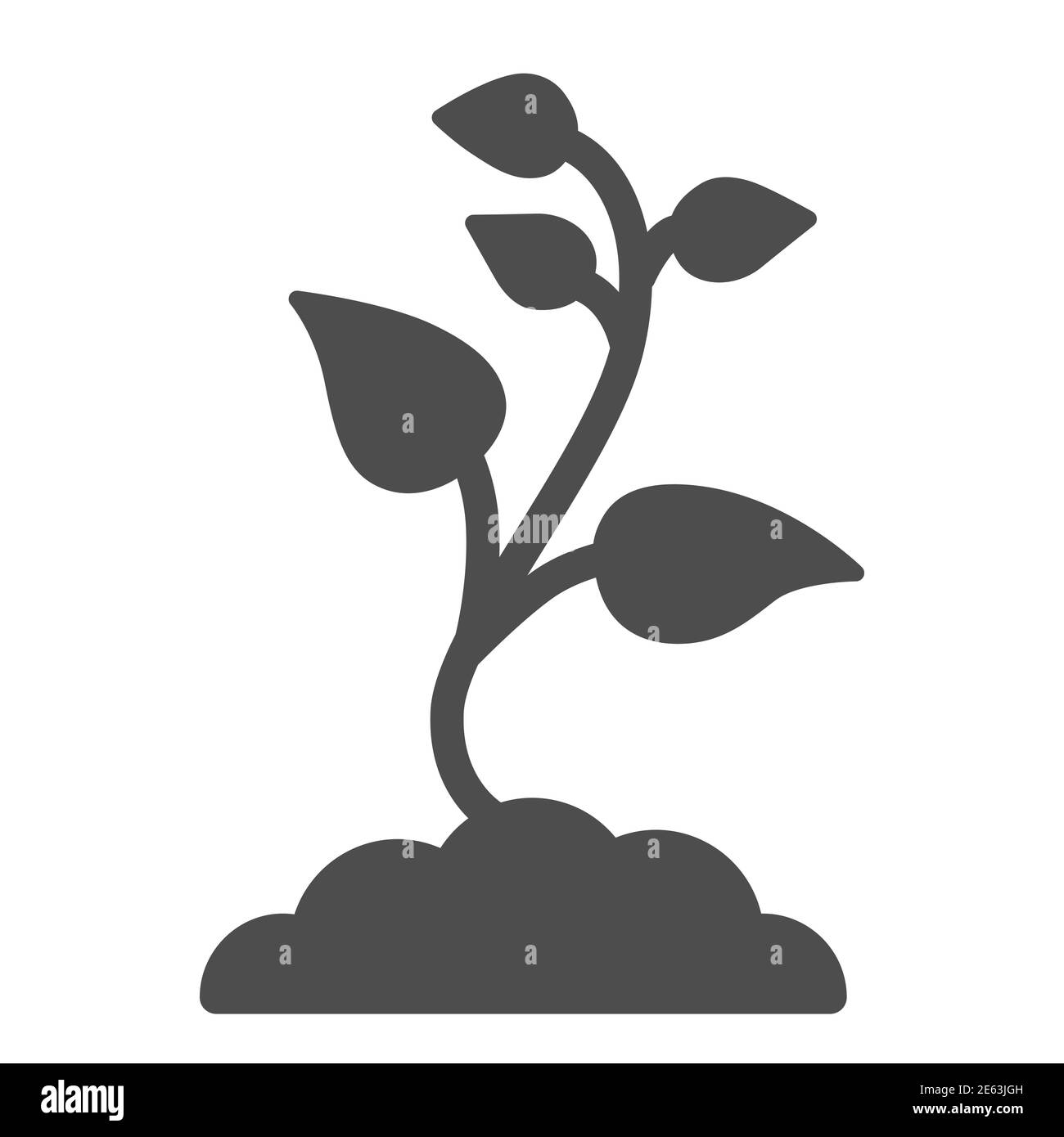 Semina con molte foglie icona solida, concetto di natura, semi germogliano in segno di terra su sfondo bianco, germogliano in suolo icona in stile glifo per mobili Illustrazione Vettoriale