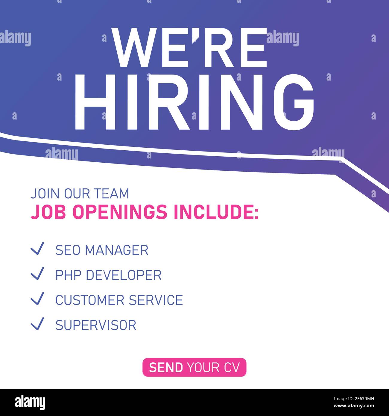 Altoparlante con testo "stiamo assumendo" sul badge Quick Tips. Concetto di business per nuove idee creatività e soluzioni innovative. Il file ha un percorso di ritaglio. Illustrazione Vettoriale