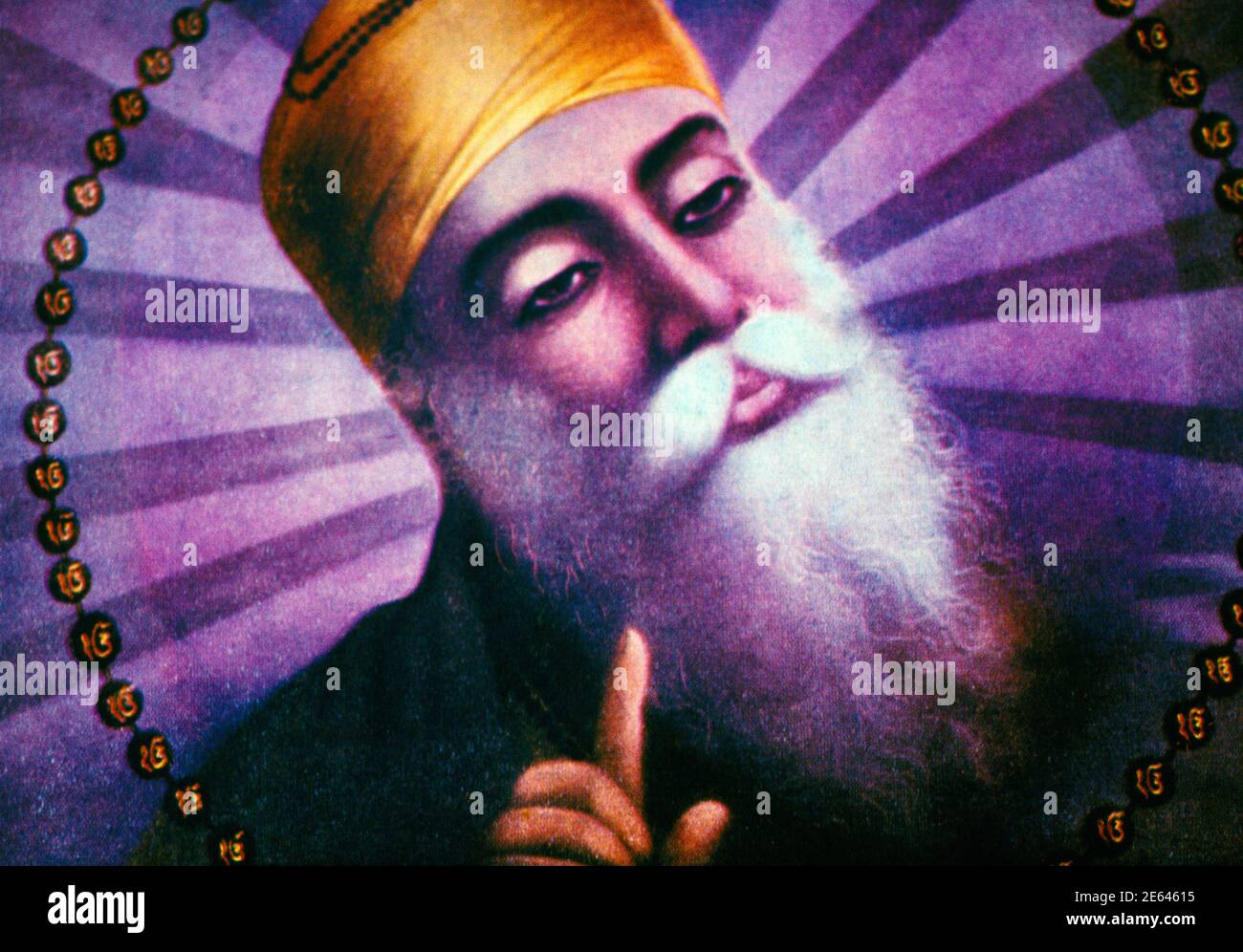 Illustrazione di Guru Nanak 1469-1539 primo Guru e fondatore del Sikhismo Foto Stock