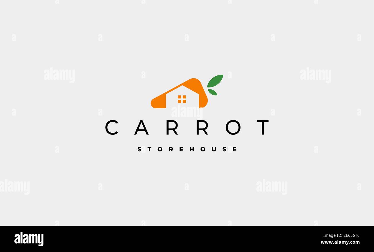 Immagine icona vettoriale del disegno del logo della casa di carota Foto Stock