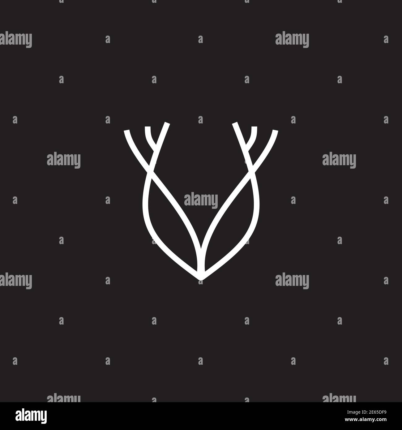 Testa di cervo con l'uso di modello di disegno di logo line art Illustrazione Vettoriale