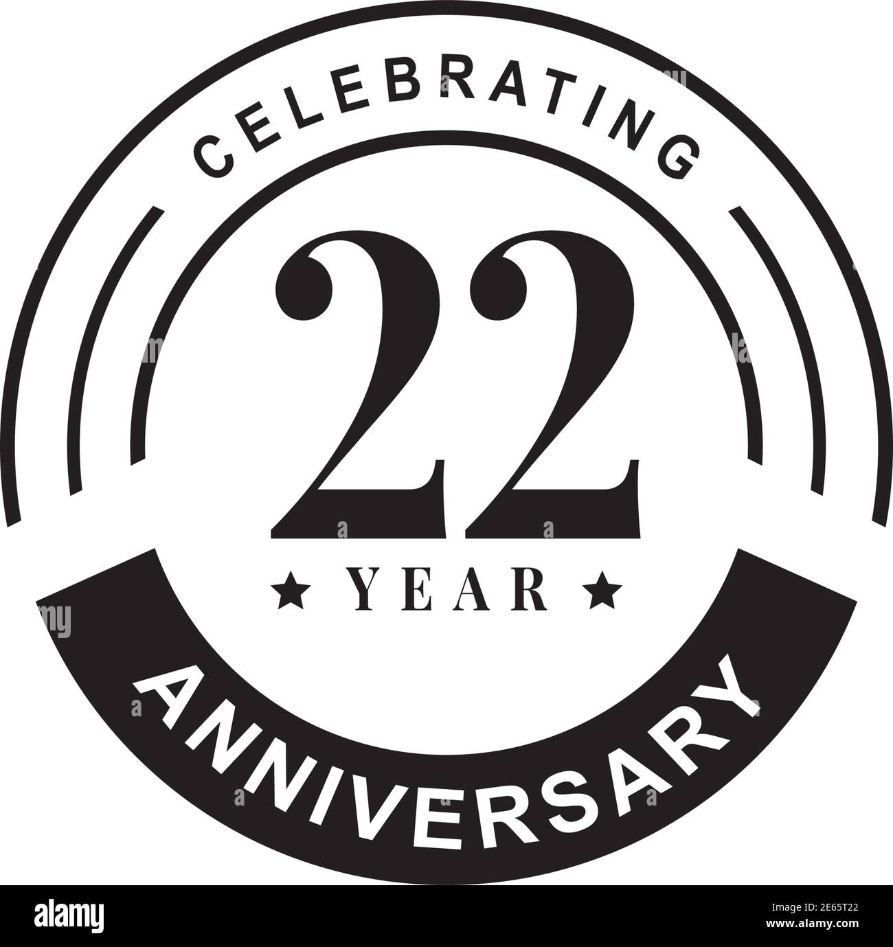 modello vettoriale per il design del logo del 22° anniversario Illustrazione Vettoriale