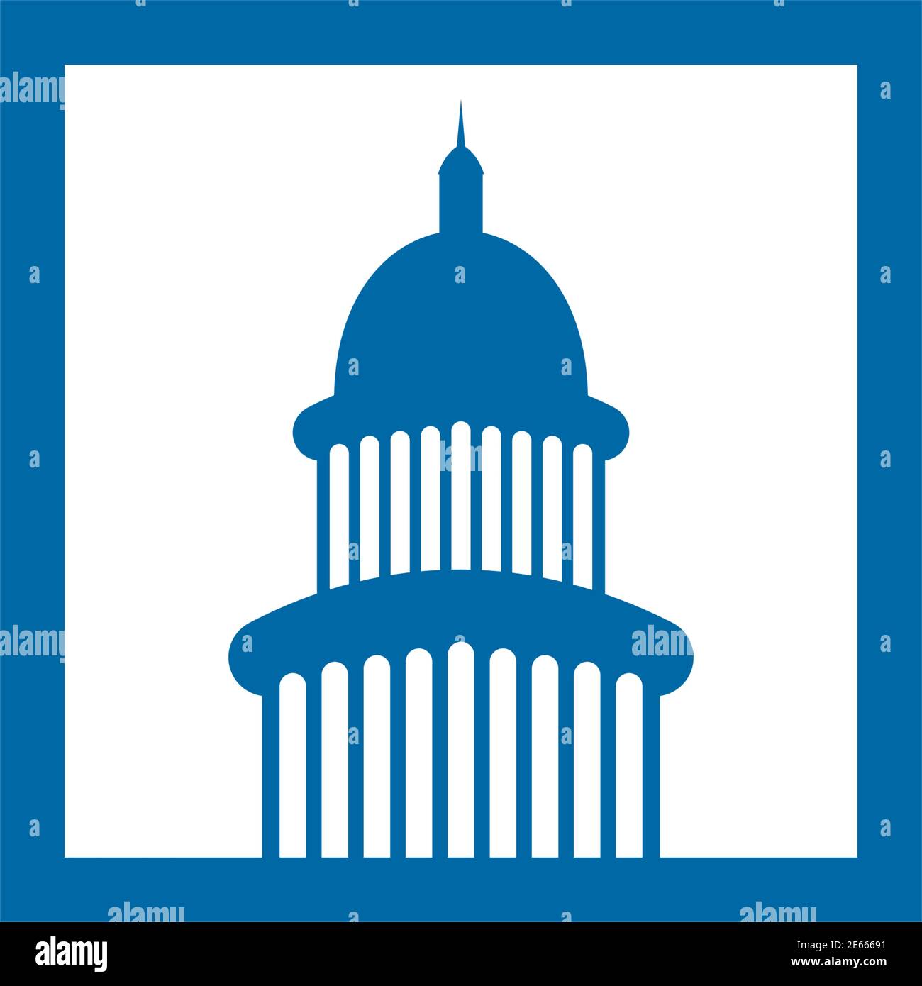 Modello vettoriale di ispirazione per il design del logo Capitol Building Landmark Illustrazione Vettoriale