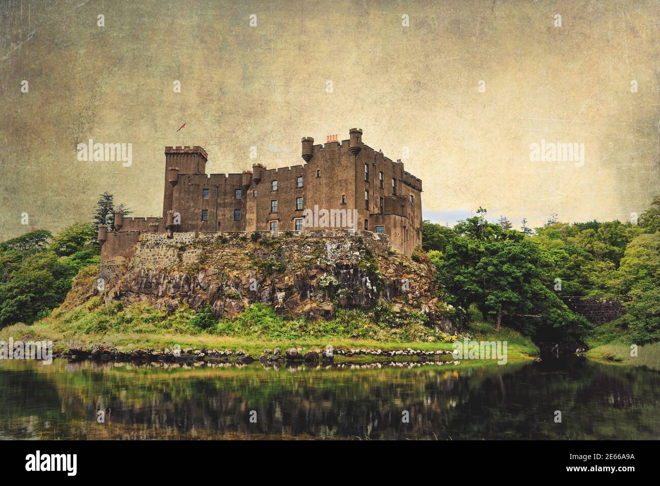 Castello di Dunvegan - Isola di Skye - vista posteriore Foto Stock