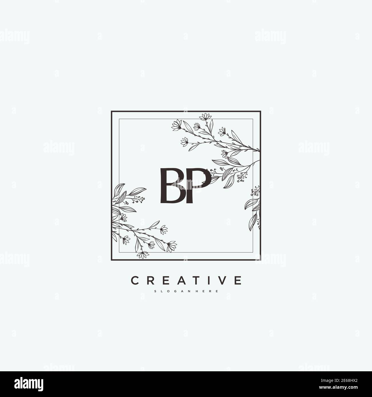 BP Beauty Vector primo logo art, calligrafia logo di firma iniziale, matrimonio, moda, gioielli, boutique, floreale e botanico con temp creativa Illustrazione Vettoriale