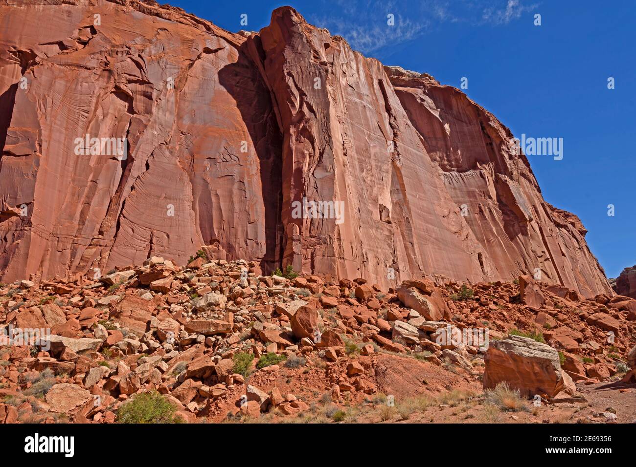 Smooth Rock Cliffs in un Desert Canyon in Capitol Reef Parco nazionale dello Utah Foto Stock