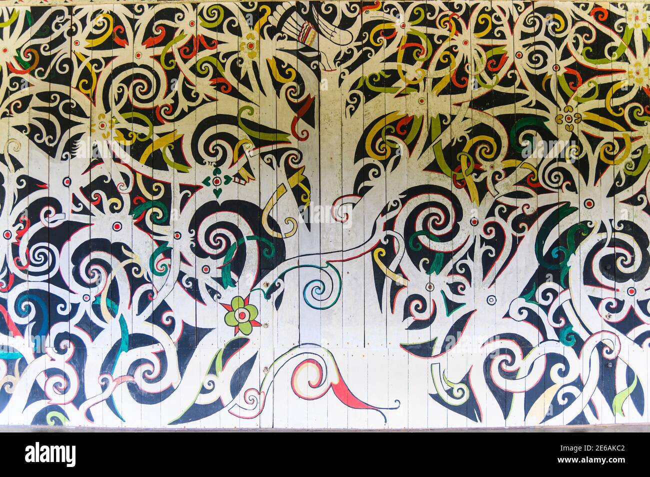 Orang Ulu Longhouse arte al Sarawak Cultural Village a Kuching, Malesia Foto Stock