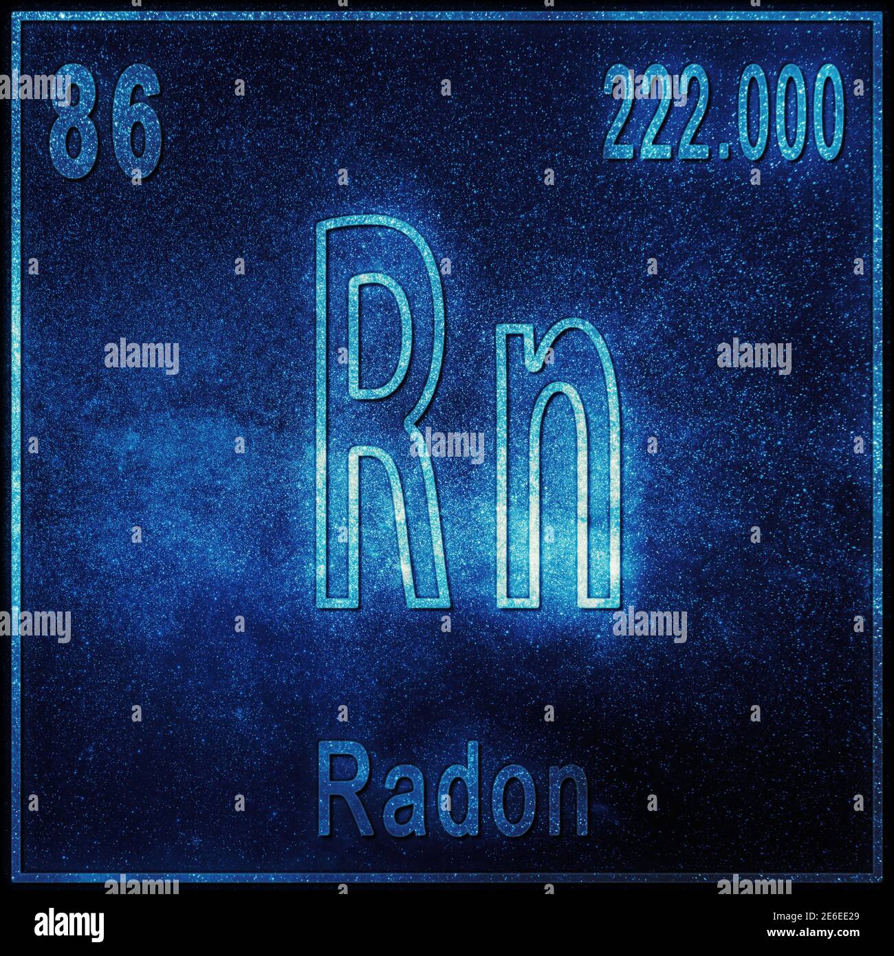 Elemento chimico radon, segno con numero atomico e peso atomico, elemento Tavola periodica Foto Stock