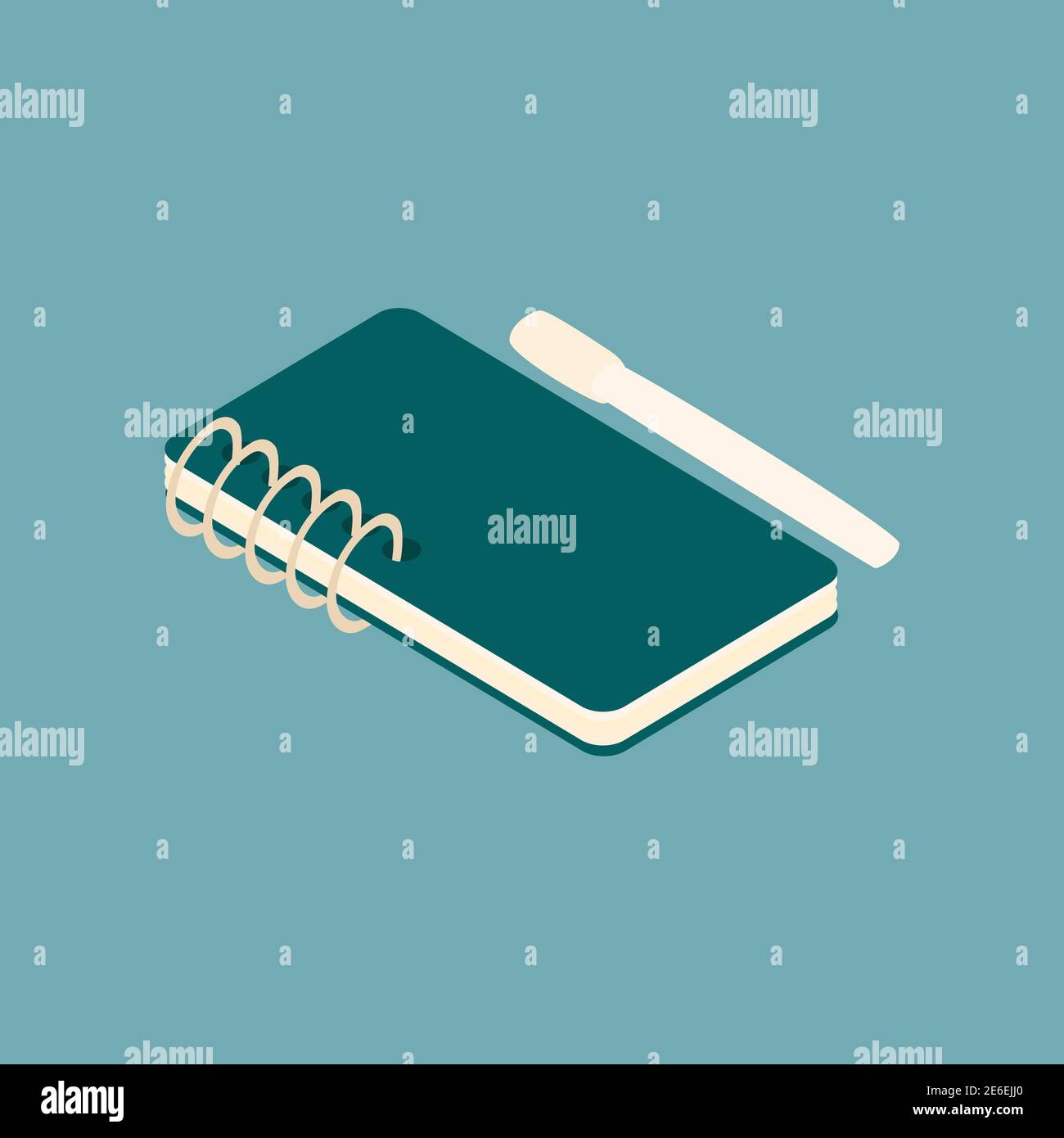 Planner book isometrico con icona a penna per vettore di web desing illustrazione Illustrazione Vettoriale