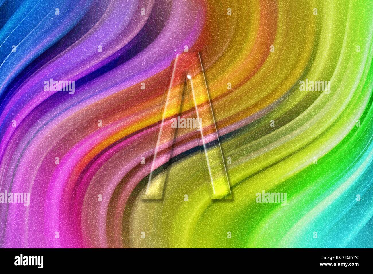 Segno lambda. Lettera lambda, alfabeto greco, sfondo rainbow glitter Foto Stock