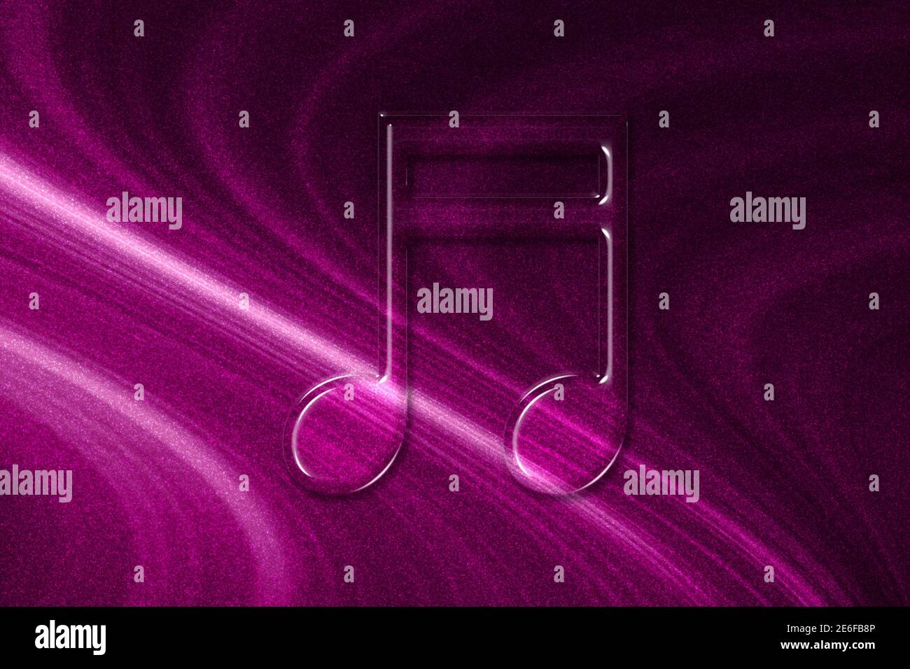 Fascio XVI simbolo nota, sfondo musicale, sfondo magenta Foto Stock