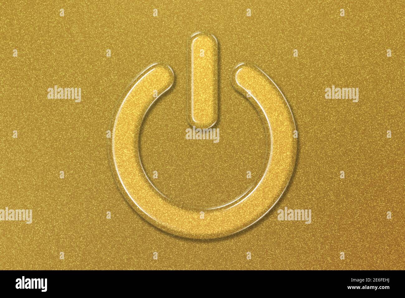 Simbolo del pulsante di accensione, simbolo del pulsante di accensione, sfondo dorato Foto Stock