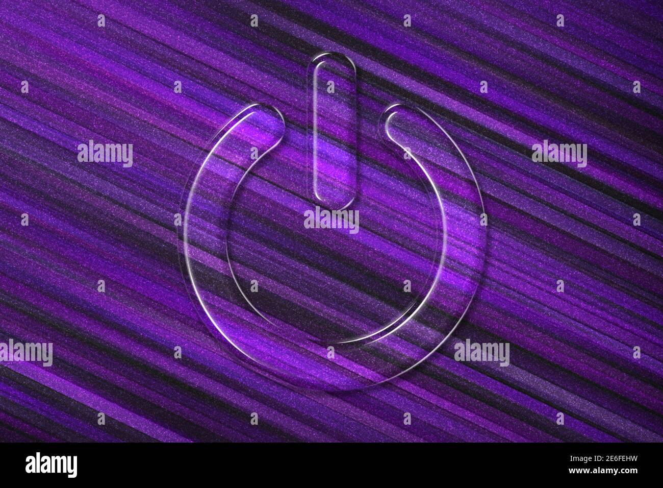 Simbolo del pulsante di accensione, simbolo del pulsante di accensione, sfondo viola Foto Stock