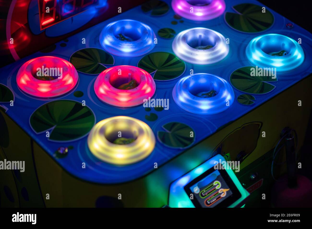 Cerchi colorati in stile retrò gioco in arcade Foto Stock