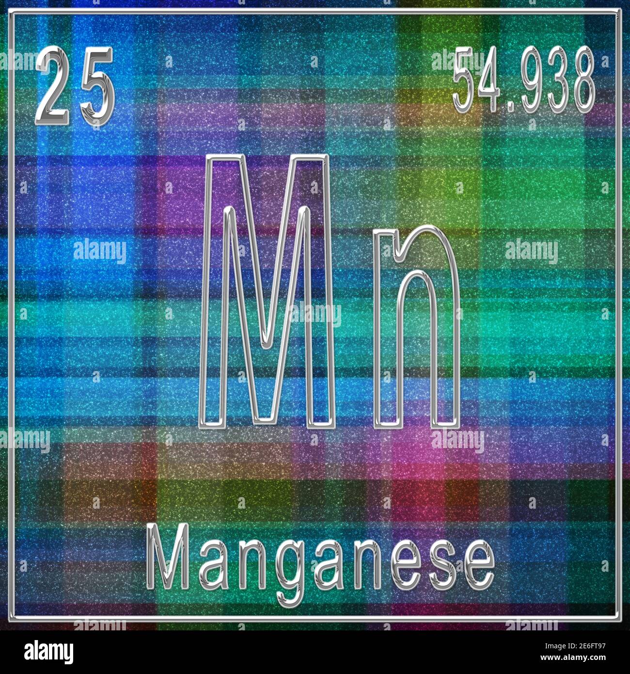 Elemento chimico manganese, segno con numero atomico e peso atomico ...