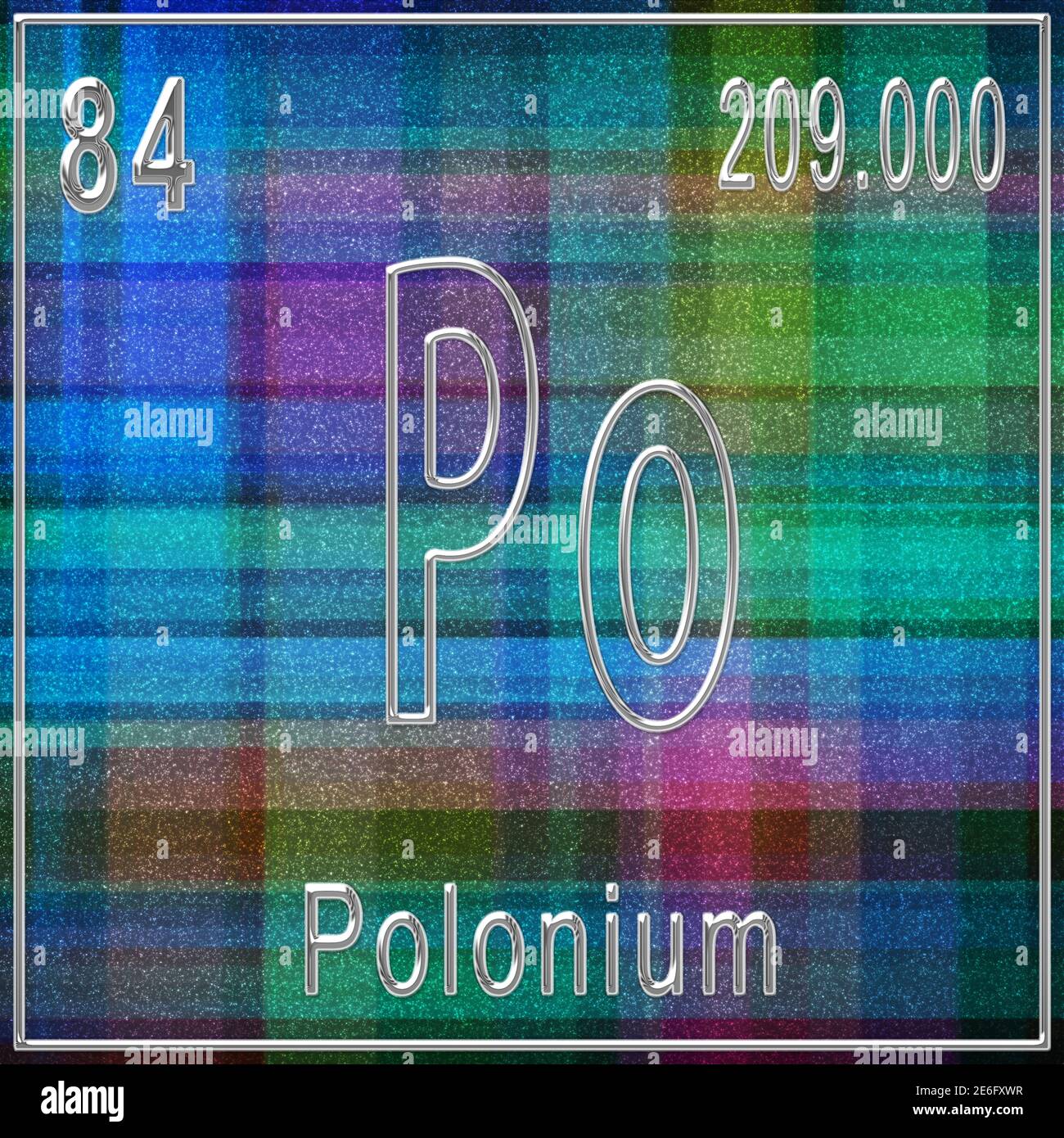 Elemento chimico del polonio, segno con numero atomico e peso atomico, elemento Tavola periodica Foto Stock