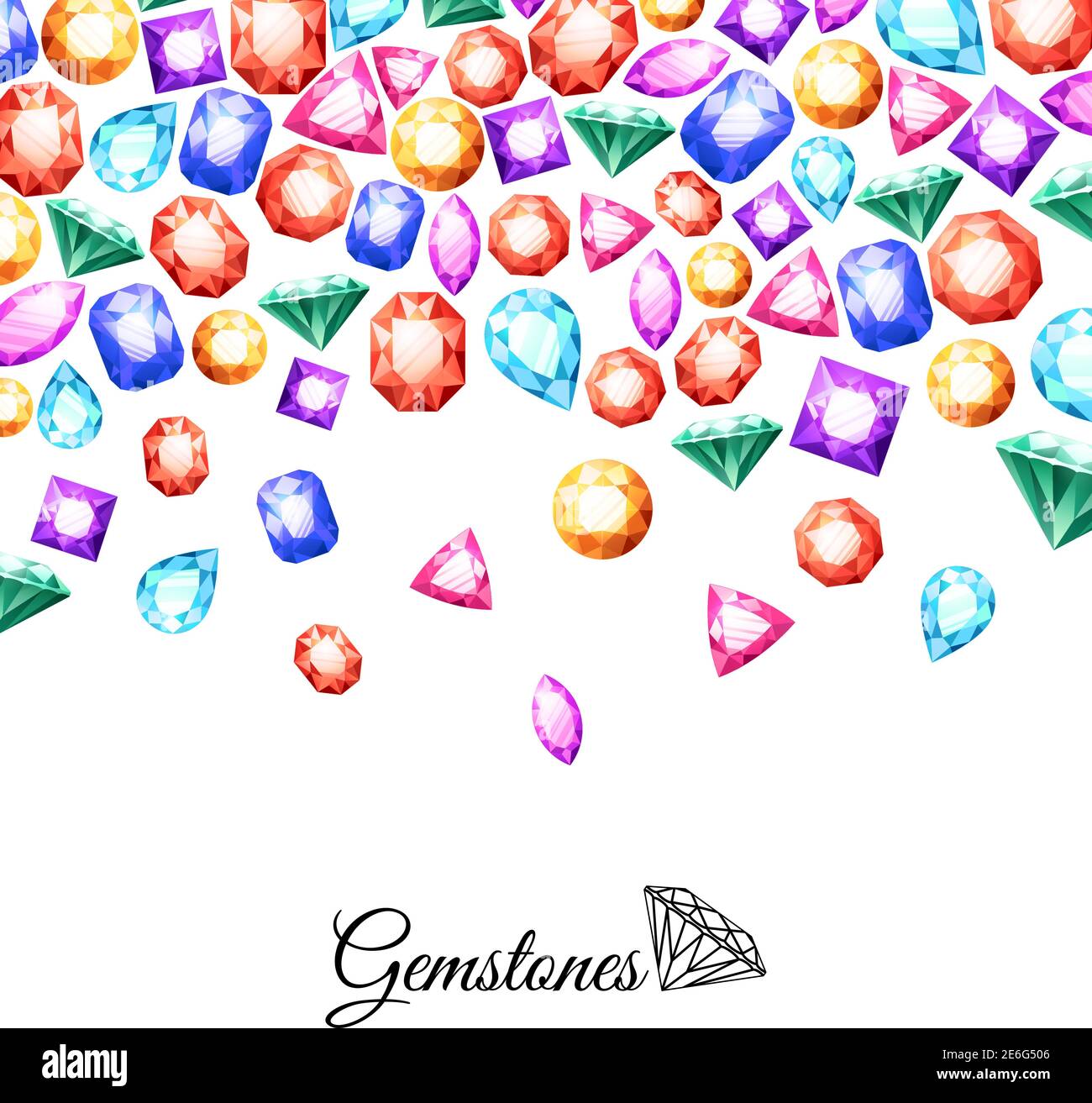 Sfondo di gemme scintillanti colorate con gioielli di cristallo di lusso illustrazione vettoriale Illustrazione Vettoriale