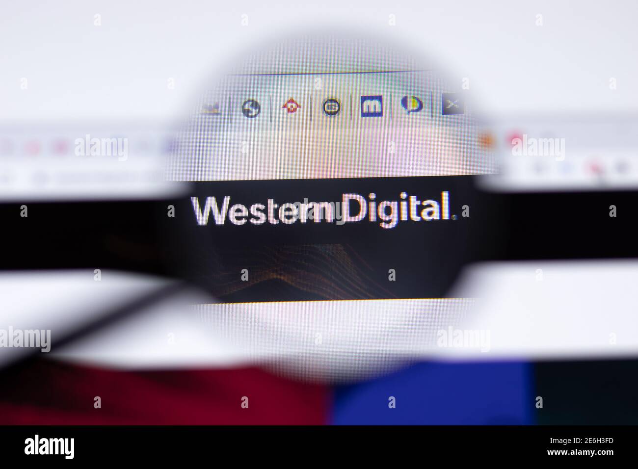 San Pietroburgo, Russia - 28 gennaio 2021: Pagina del sito Web di Western Digital con primo piano del logo, editoriale illustrativo Foto Stock