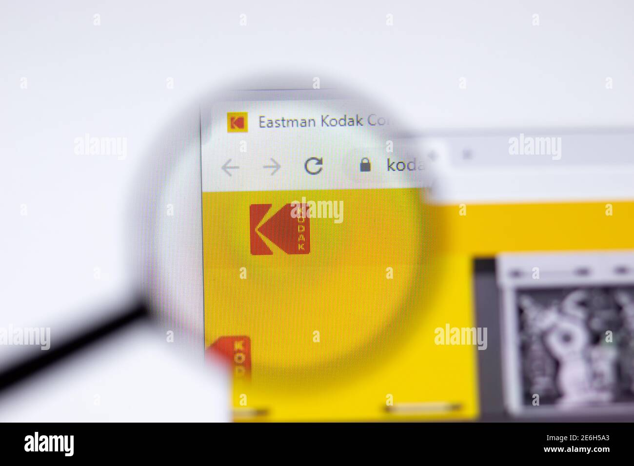 San Pietroburgo, Russia - 28 gennaio 2021: Pagina del sito Kodak con primo piano del logo, Editoriale illustrativo Foto Stock