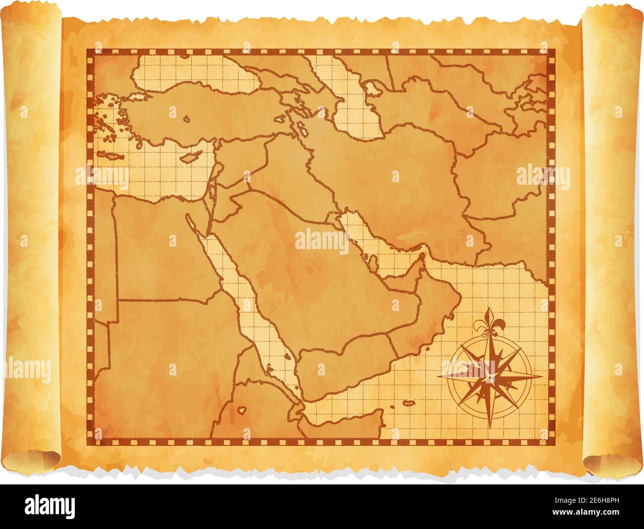 Vecchio vintage medio Oriente ( asia occidentale ) illustrazione del vettore della mappa Illustrazione Vettoriale
