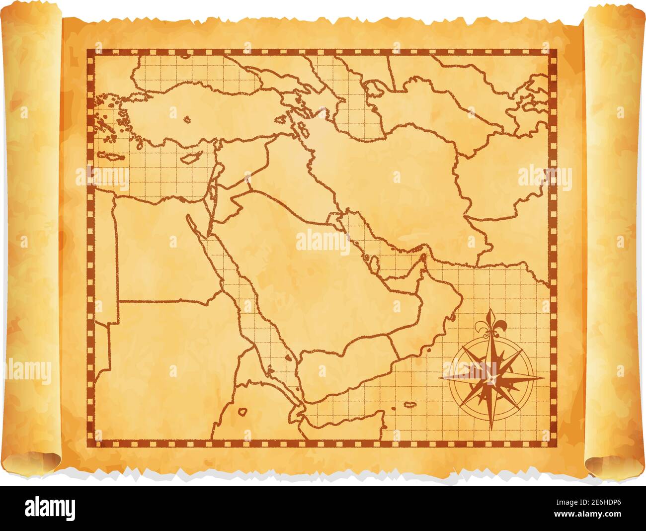 Vecchio vintage medio Oriente ( asia occidentale ) illustrazione del vettore della mappa Illustrazione Vettoriale