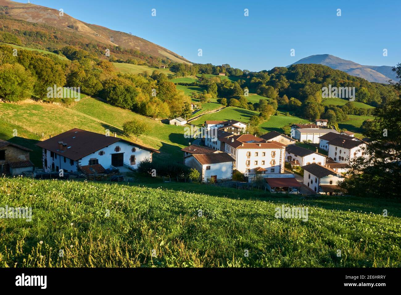 Vista di Amaiur in Navarra. Navarra. Paesi Baschi. Spagna. Foto Stock