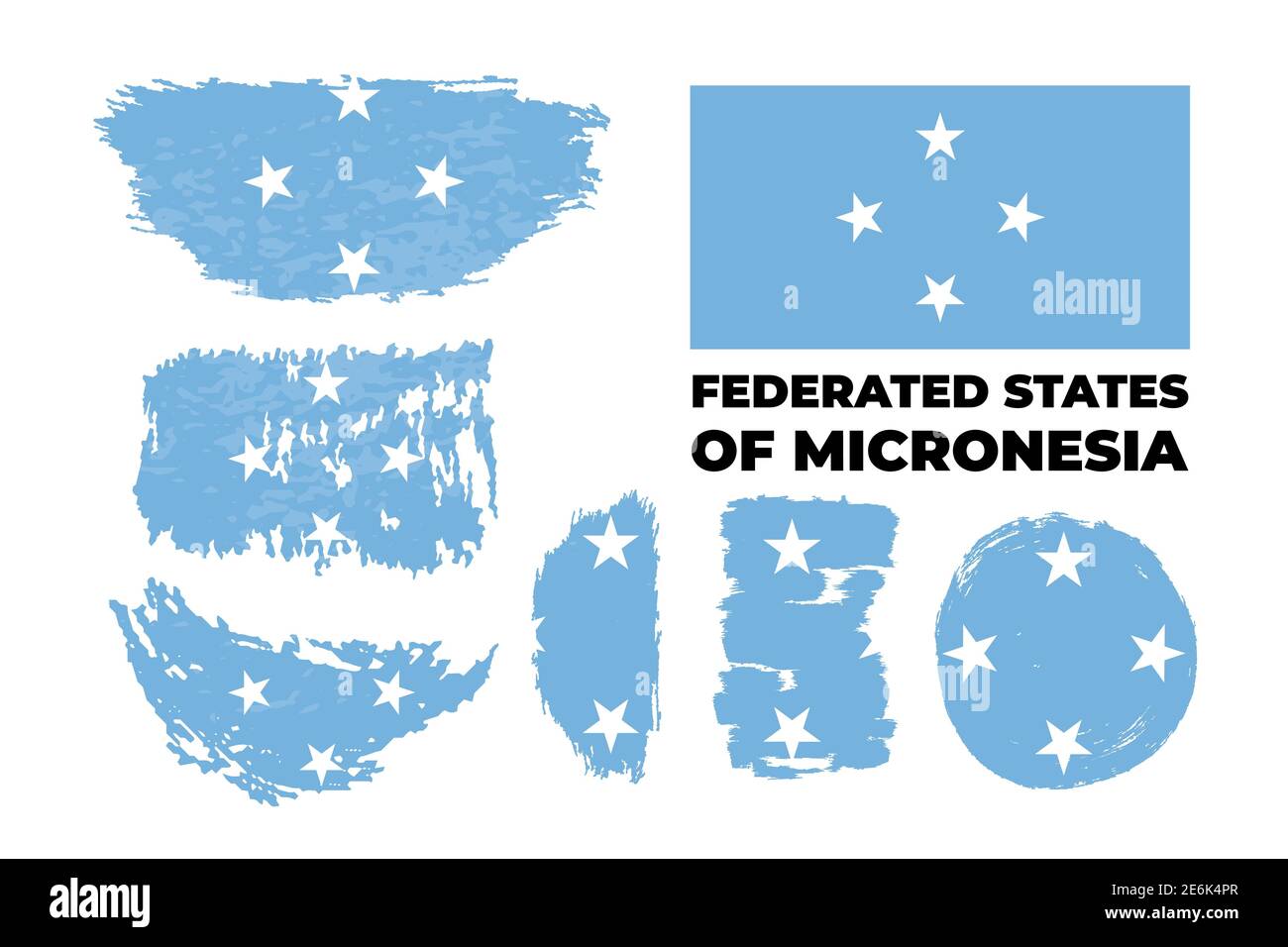Bandiera artistica grugnosa acquerello del paese della Micronesia. Illustrazione Vettoriale